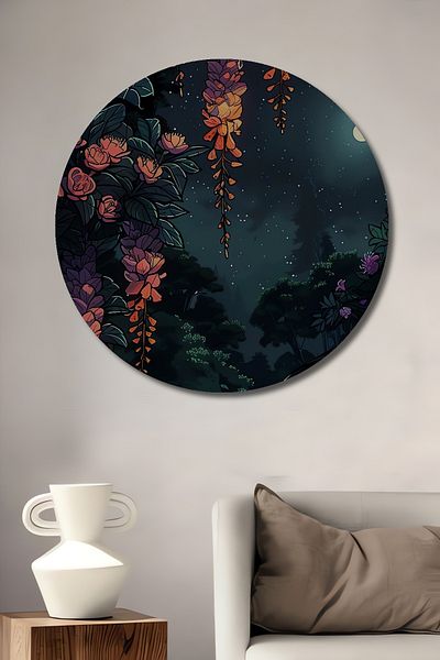 Teona Ahşap Noapte Magicală Flori Decorative Lemn MDF Rotund Acasă, Locul de Muncă Pictură Perete