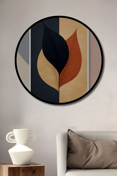 Teona Ahşap Model de frunze abstracte din lemn decorativ MDF rotund pentru pictură de perete acasă, la locul de muncă