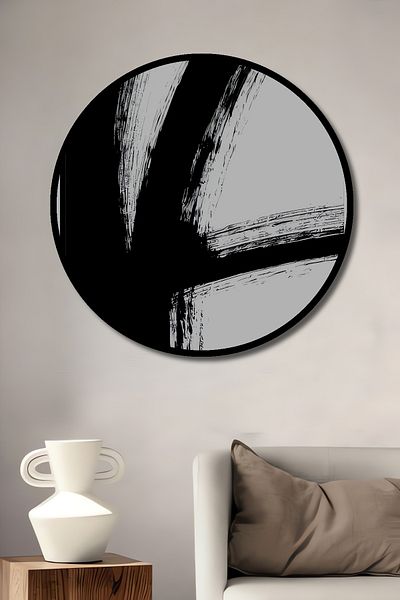 Teona Ahşap Minimalist Negru Alb Perie Decorativ Lemn MDF Rotund Acasă, Locul de Muncă Pictură Perete