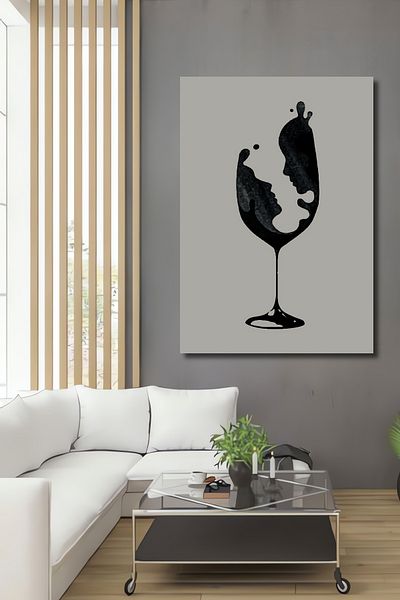 Teona Ahşap Fete în pahar de vin Decorativ Lemn MDF Dreptunghi Acasă, Locul de muncă Pictură murală