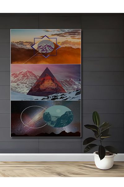 Teona Ahşap Mountain Peak Geometric Lemn MDF Dreptunghi Decorativ Acasă, Locul de Muncă Pictură Perete