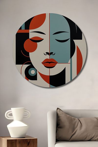 Teona Ahşap Față abstractă decorativă din lemn MDF rotund pentru acasă, pictură murală la locul de muncă