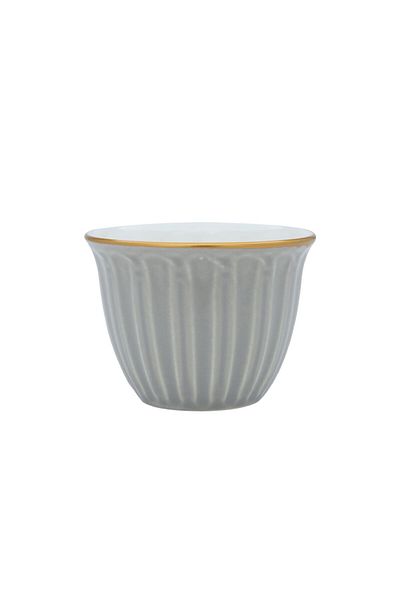 Alsaif Gallery Gray striped Arabic coffee cups set, 12 pieces
