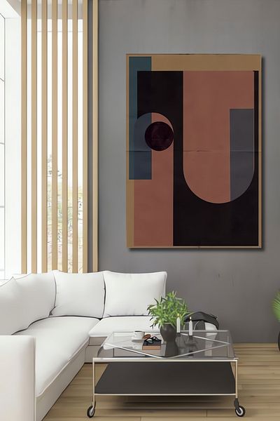 Teona Ahşap Modern Geometric Abstract Lemn MDF Dreptunghi Decorativ Acasă, Locul de Afaceri Pictură Murală