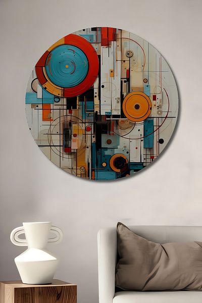 Teona Ahşap Modern Geometric Abstract Art Lemn MDF Rotund Decorativ Acasă, Locul de Muncă Pictură de perete