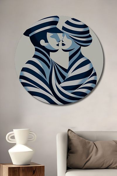 Teona Ahşap Casa rotundă din lemn MDF decorativă pentru cuplu romantic marinar, pictură murală la locul de muncă