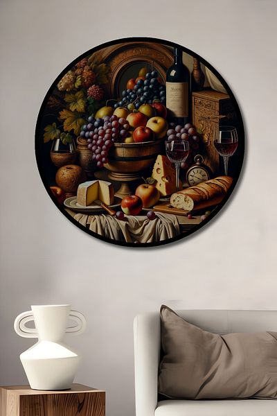 Teona Ahşap Fruit Feast Decorativ Lemn MDF Rotund Acasă, Locul de Muncă Pictură Perete