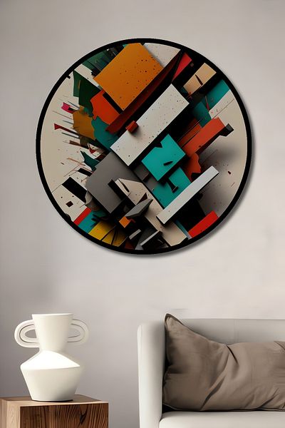 Teona Ahşap Colorat Geometric Abstract Lemn MDF Rotund Decorativ Acasă, Locul de Muncă Pictură Perete