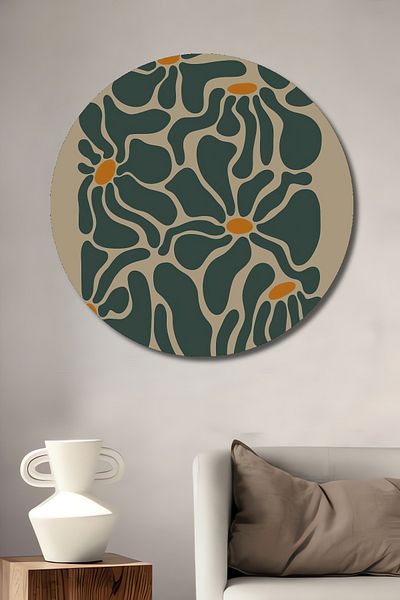 Teona Ahşap Model de flori organice din lemn MDF rotund decorativ pentru casa, locul de munca pictura pe perete