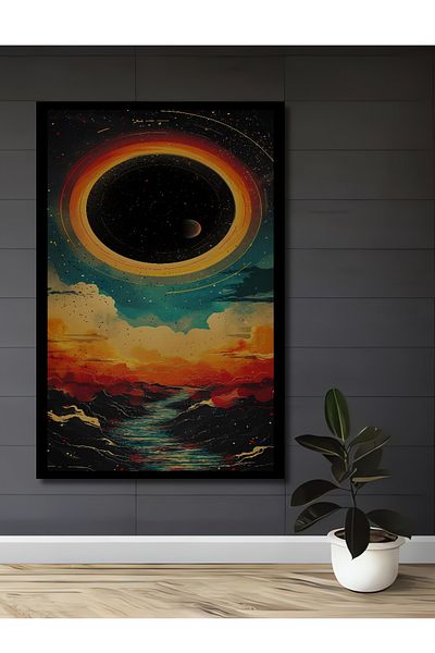 Teona Ahşap Mysterious Solar Eclipse Decorativ Lemn MDF Dreptunghiular Casa, Locul de Muncă Pictură Perete