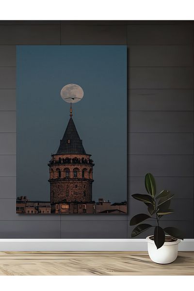 Teona Ahşap Turnul Galata Lumină Lună Decorativ Lemn MDF Dreptunghi Acasă, Locul de Muncă Pictură Perete