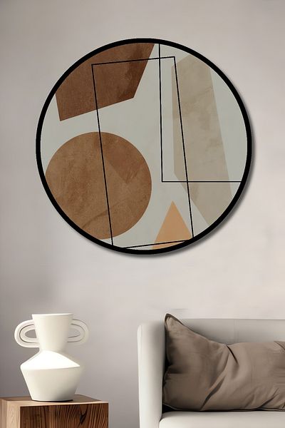 Teona Ahşap Geometric Lemn MDF Rotund Decorativ Acasă, Locul de Muncă Pictură Perete