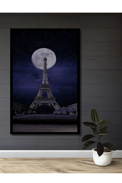 Teona Ahşap Turnul Eiffel la lumina lunii Casa dreptunghiulara din lemn decorativ MDF, pictura pe perete la locul de munca