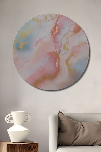 Teona Ahşap Pastel fermecător, abstract, lemn MDF, rotund, decorativ, pictură murală pentru locul de muncă