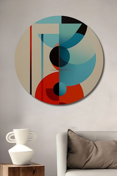 Teona Ahşap Modele geometrice colorate Decorative din lemn MDF rotund pentru casa, locul de munca pictura pe perete