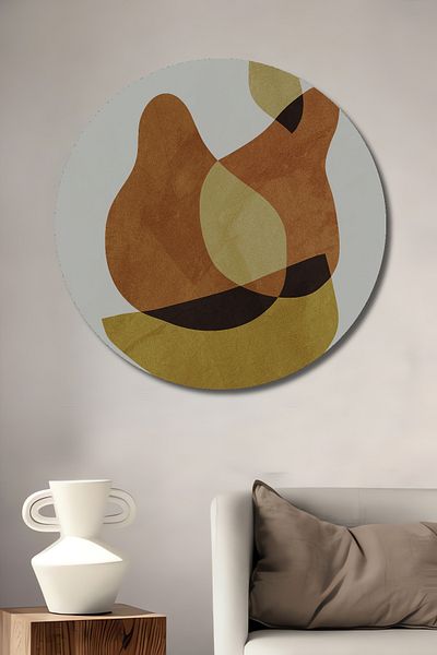 Teona Ahşap Model geometric retro decorativ din lemn MDF rotund pentru pictura de perete acasa, loc de munca