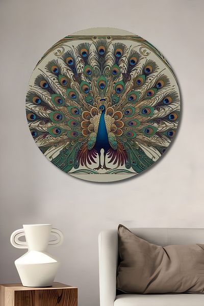 Teona Ahşap Păun Majestic Decorativ Lemn MDF Rotund Acasă, Locul de Muncă Pictură Perete