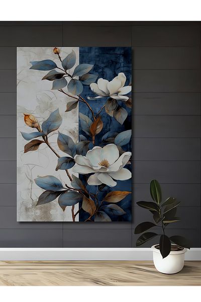 Teona Ahşap Decorativ din lemn MDF dreptunghiular pentru casa, locul de munca pictura murala arta flori mistice