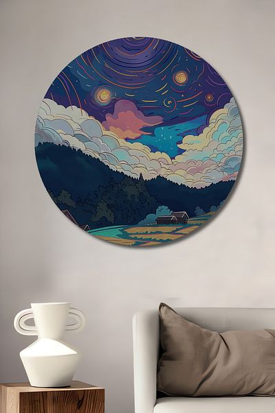 Teona Ahşap Noapte înstelată Natură Lemn MDF Rotund Decorativ Acasă, Locul de Muncă Pictură Murală