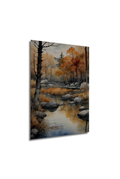 Teona Ahşap Sonbahar Manzaralı Ahşap MDF Dikdörtgen Dekoratif Ev,İş Yeri Duvar Tablo