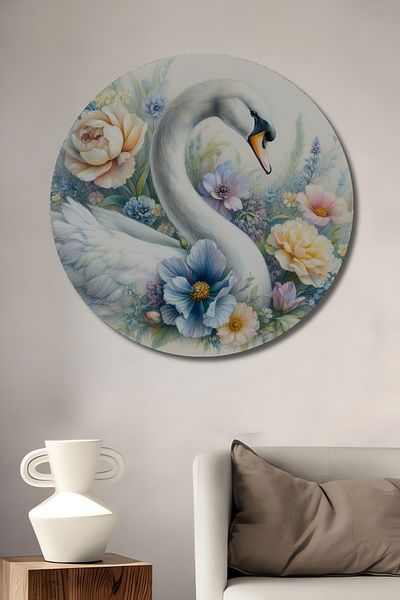Teona Ahşap Ceaupă Majestică și Flori Decorative Din Lemn MDF Rotund Acasă, Locul de Muncă Pictură Murală