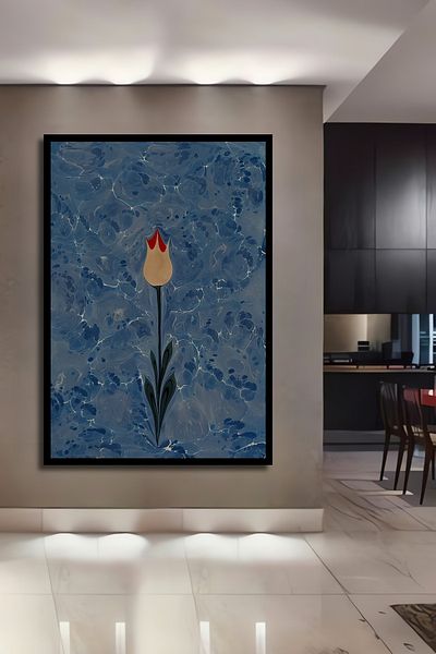 Teona Ahşap Model de lalele otomane din lemn MDF dreptunghiular decorativ pentru casa, locul de munca pictura pe perete