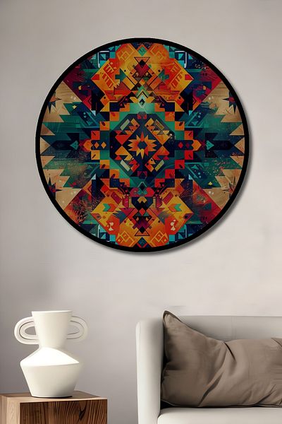 Teona Ahşap Model geometric colorat din lemn MDF rotund decorativ pentru casa, locul de munca pictura pe perete