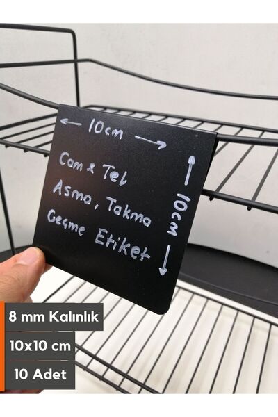 Şeffaf Etiket Crna brisiva tabla - žičane police 10x10 cm, debljina 8 mm, mon...
