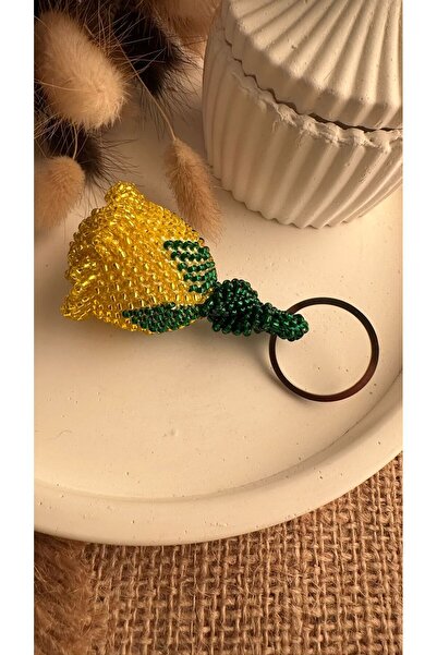 Handmade Baklalı Küçük Gül Anahtarlık