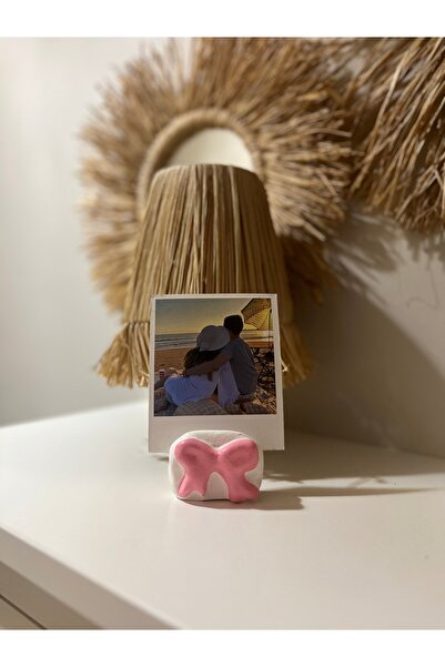 Louve Store El Yapımı Pembe Kurdele Kart Tutucu , Not Tutucu , Fotoğraf Tutucu