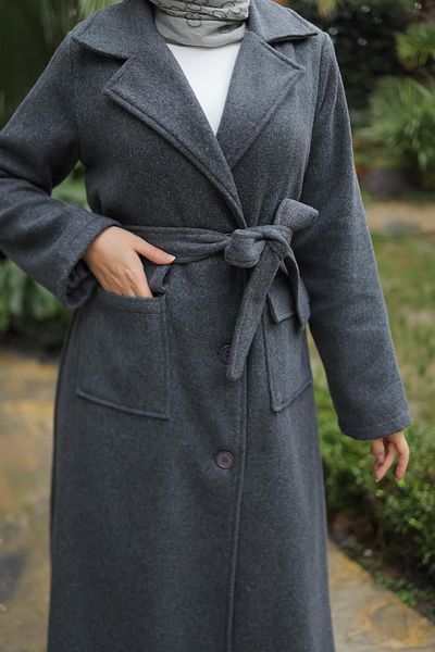 MİSSKAYLE Anthracite Stamp Coat - Cover Detailed