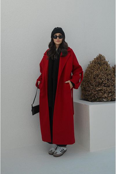 Havoş Palton premium texturat cu mâneci bordeaux