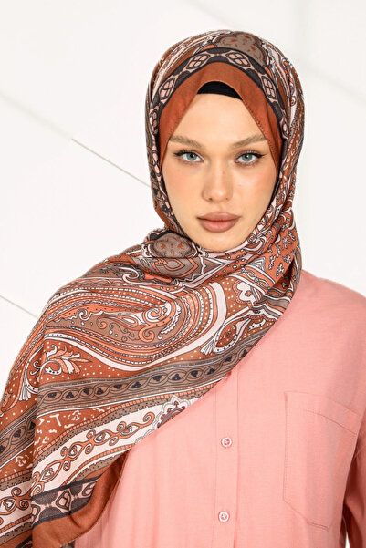 hijabchi Seria de șaluri din bumbac cu modele etnice retro - Colecție nouă - gresie