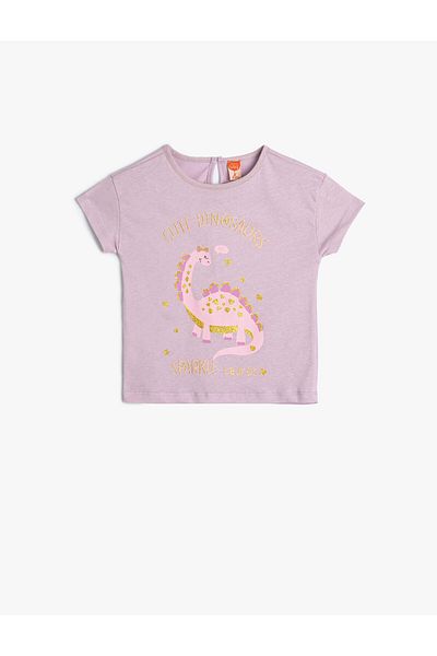 Koton T-Shirt Short Sleeve Crew Neck Dinosaur Printed Cotton