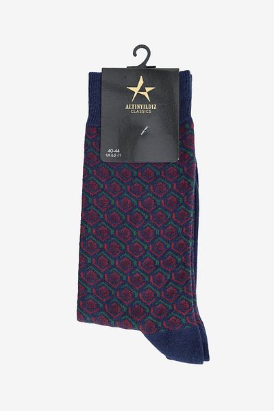 ALTINYILDIZ CLASSICS Men's Maroon-Navy Patterned Socket Socks