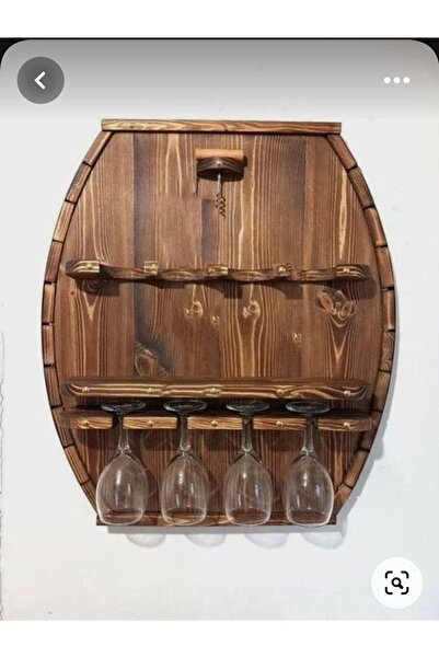 woodhub AHŞAP OVAL RETRO RUSTİK MODEL ŞARAP RAFI