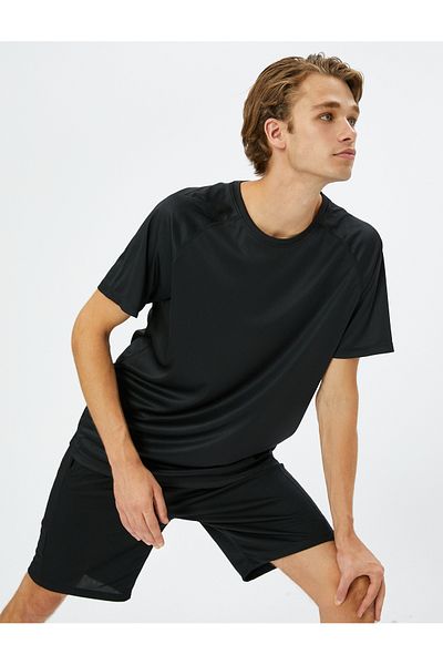 Koton Basic Sports T-Shirt Raglan Sleeve Crew Neck με υφή