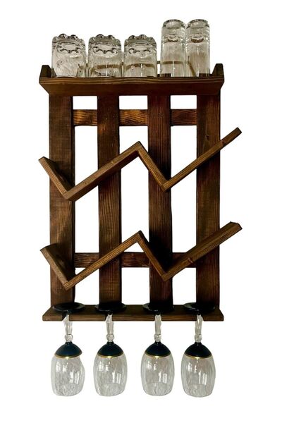 woodhub Ser Ticaret Rustik Dekoratif Ahşap Şaraplık ve Içecek Standı 55X50