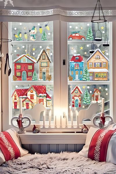 Grafikup Σετ αυτοκόλλητων με θέμα το Snowy City New Year Baby Kids Room, Πρωτοχρονιάτικο στολίδι