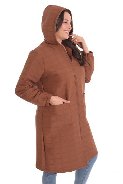 Metpoint Trend42plus Large Checkered Pattern Zippered Brown Cap