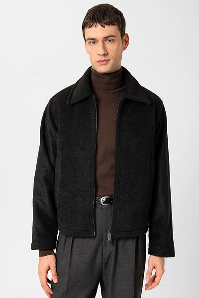 Antioch Black Relaxed Soft Textured Men's Coat
