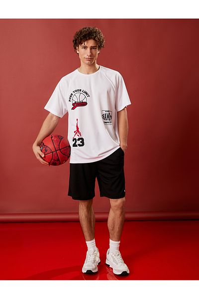 Koton Oversize Sports T-Shirt Basketball Printed Crew Neck Breathable Fabric