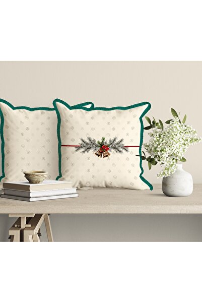 Dosh Christmas Cushion - HOLLY - Çift Taraf Baskılı Yılbaşı Kırlent Kılıfı - 40 X 40 Cm - SAÇAKLI