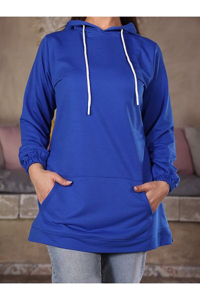 Fazilet Aslan Kangaroo Pocket Hooded Two Thread Tunic