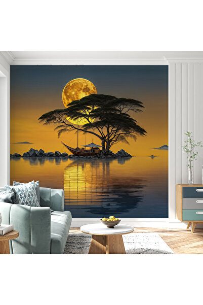 Home gün batımında ağacın görkemi poster duvar kağıdı