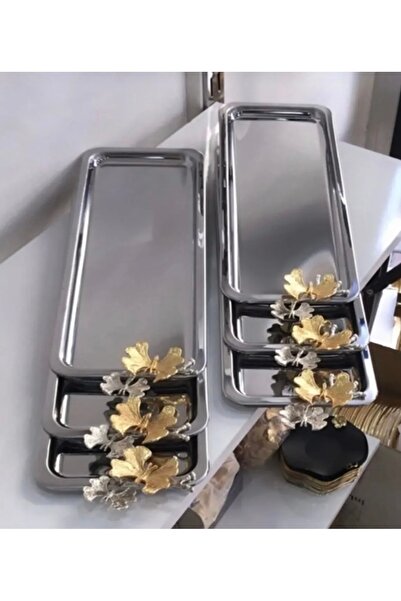 SEVA ÇELİK صينية تقديم باتون من الفولاذ المقاوم للصدأ مكونة من 6 قطع مزخرفة وأنيقة