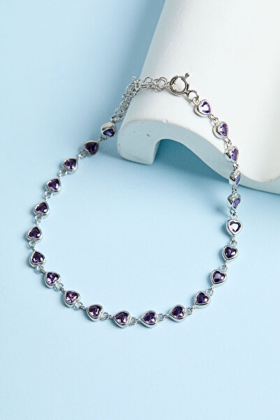 Elika Silver 925 Ayar Gümüş Kalpli Su Yolu Bileklik