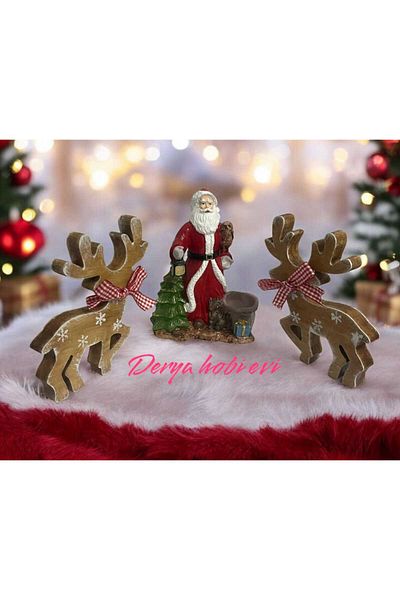 DERYA DESİNG ART Σπίτι με τζίντζερ Πρωτοχρονιάτικα ελάφια και Πρωτοχρονιάτικο ειδώλιο Άγιου Βασίλη Πρωτοχρονιάτικο στολίδι Στολίδι με μπισκότα τζίντζερ