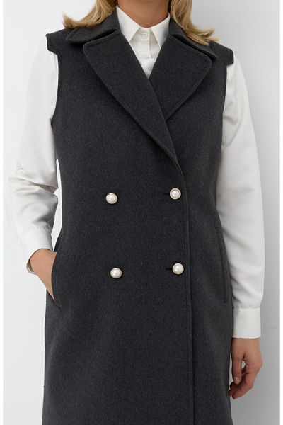 Fatma Atasoy Pearl Buttoned Anthracite Vest