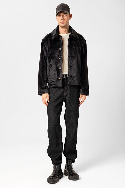 Antioch Black Relax Fit Soft Textured Men's Coat